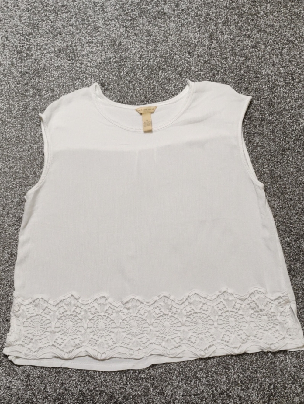 Bit & Bridle White Crochet-Hem Sleeveless Tank